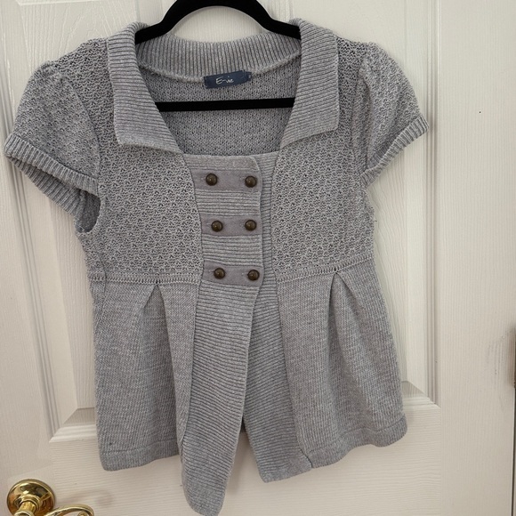 E-Vie Sweaters - E-Vie (UK brand) Gray Short Sleeve Knit Cardigan size 8 (UK size)